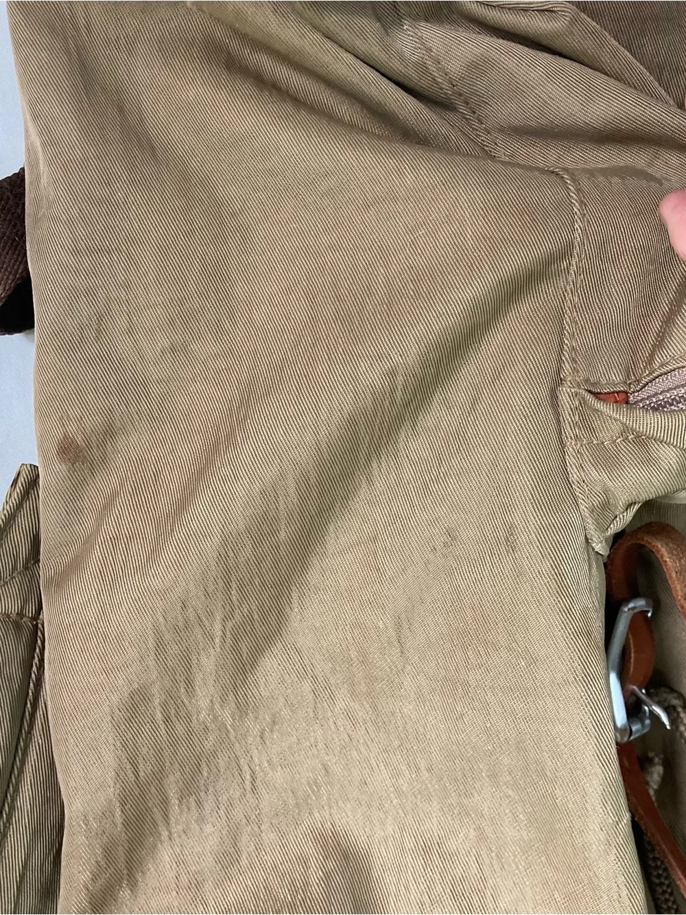 J.Crew Harwick Olive Green Nylon Backpack w/ Leather Trim